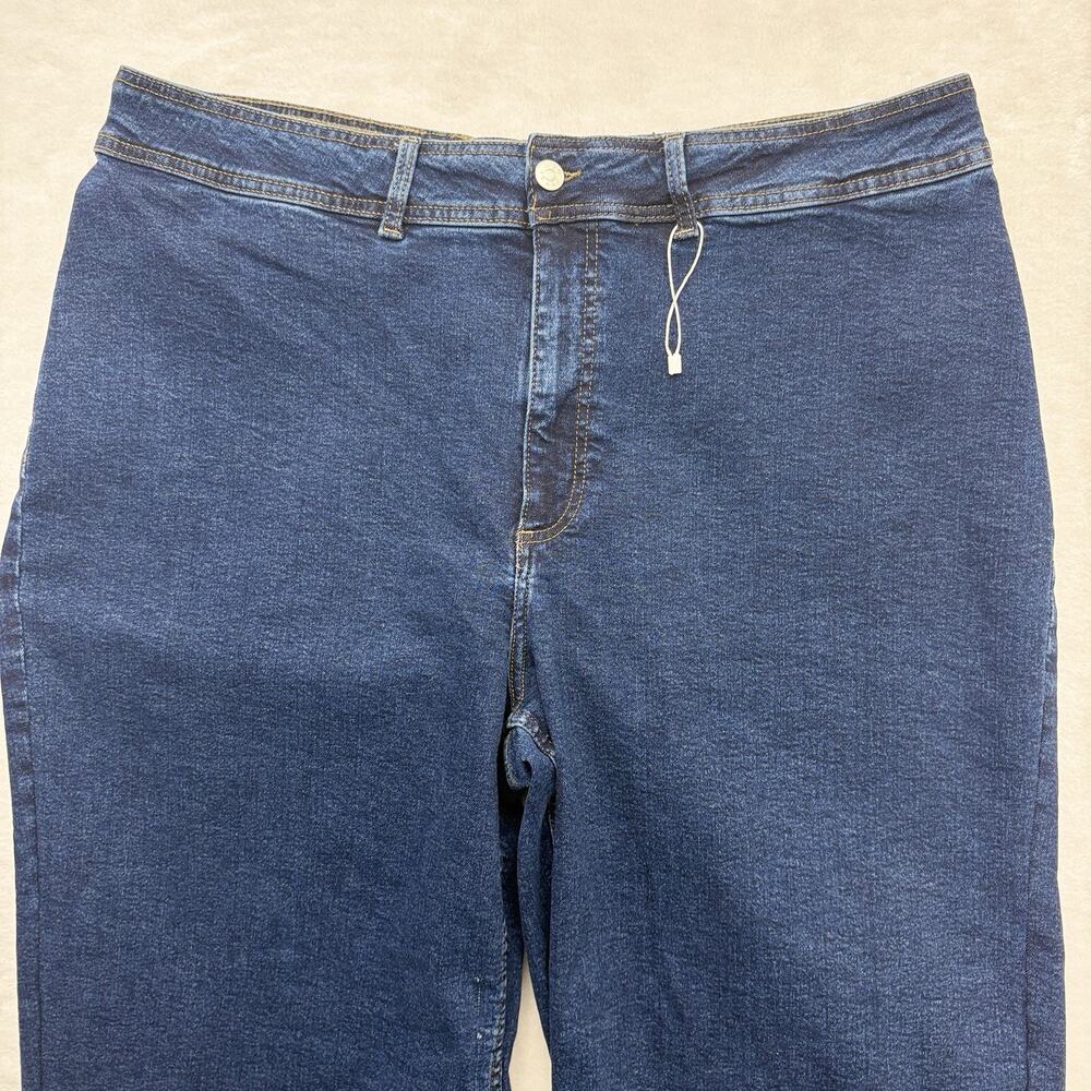 mango MNG Catherine Raw Hem High Waist Wide Leg Culotte Jeans Size 18 Dark Blue - Picture 4 of 15